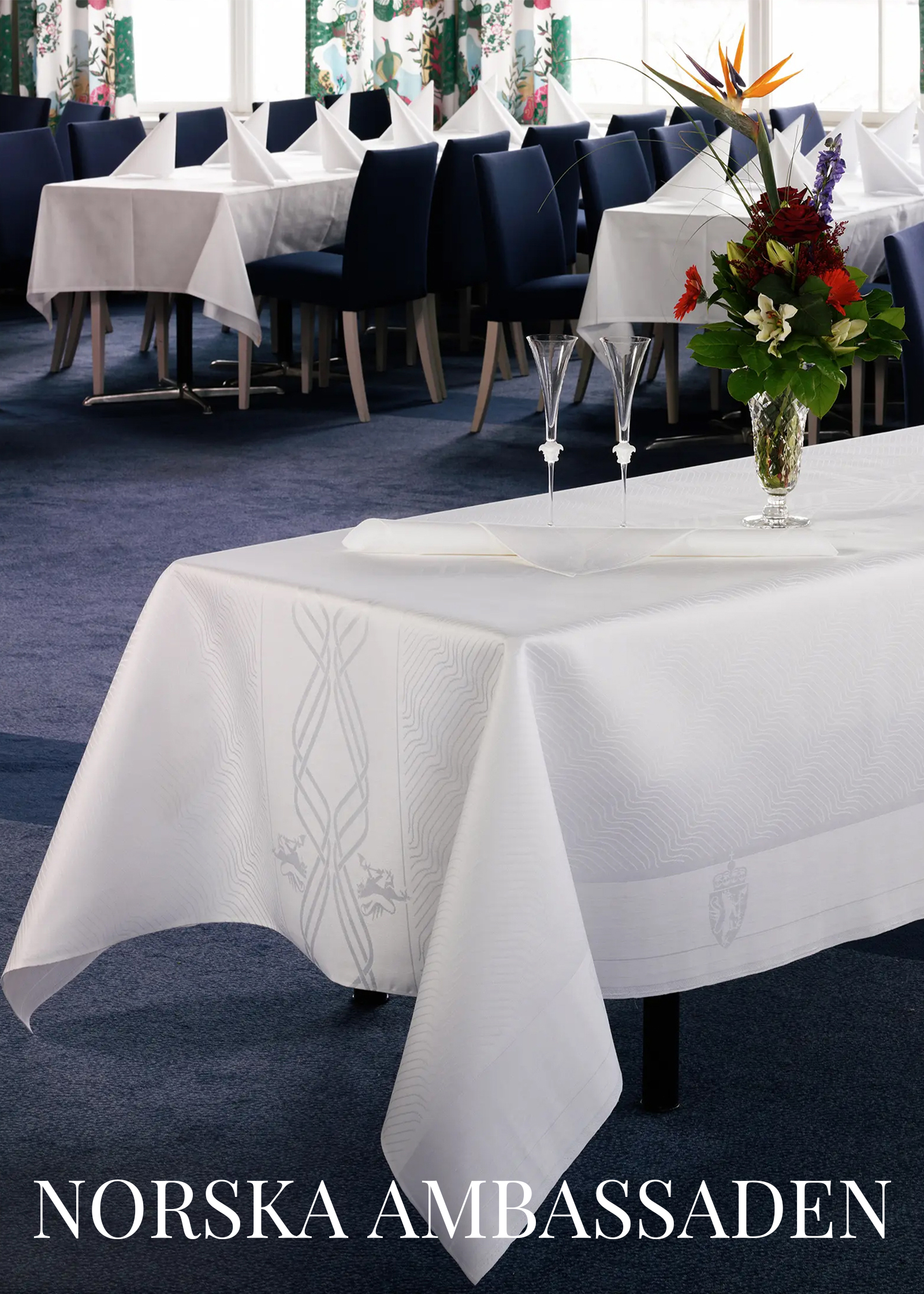 Linen tablecloths for the Norwegian embassy made by Klässbols Linneväveri