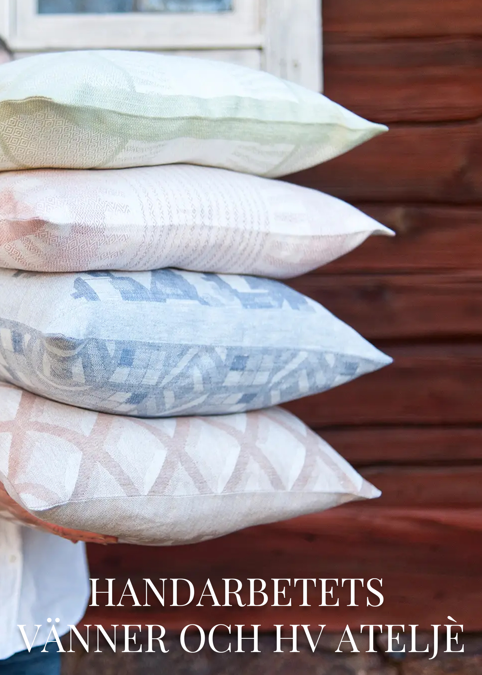 Various collaborations with Handarbetets Vänner and HV Ateljé - pillows and towels from Klässbol&#39;s linen weaving
