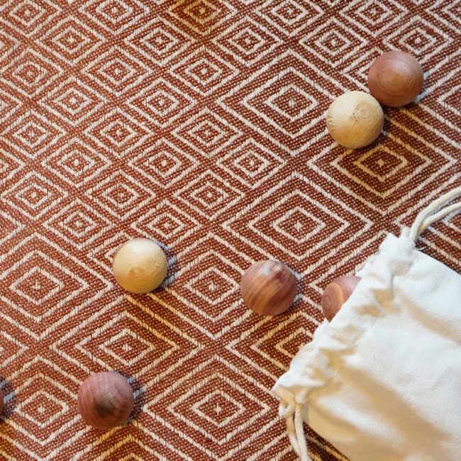 Wooden cedar balls from Iris handcrafts