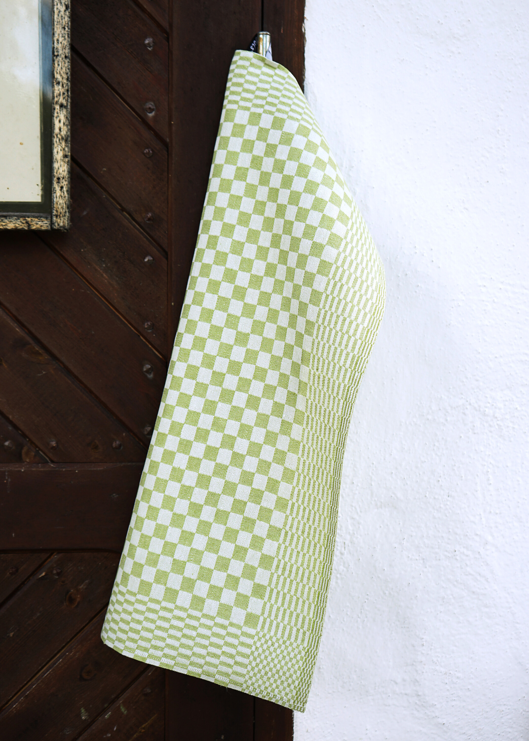 Checkered towel Klässbols linen flower green
