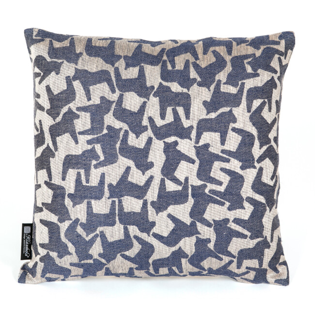 Dalahast cushion hellinne Klässbols Linneväveri Jeanette Karsten Navy blue