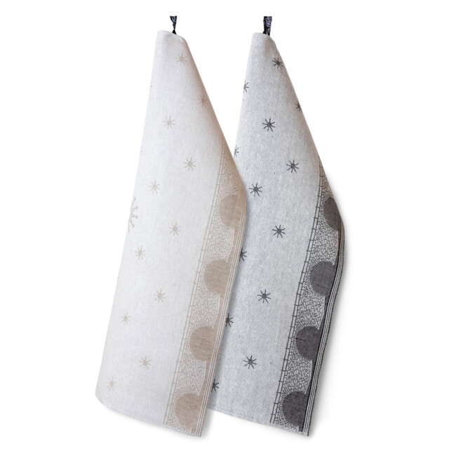Towel Stenbron by Helena Bengtsson in the colors unbleached, black and white